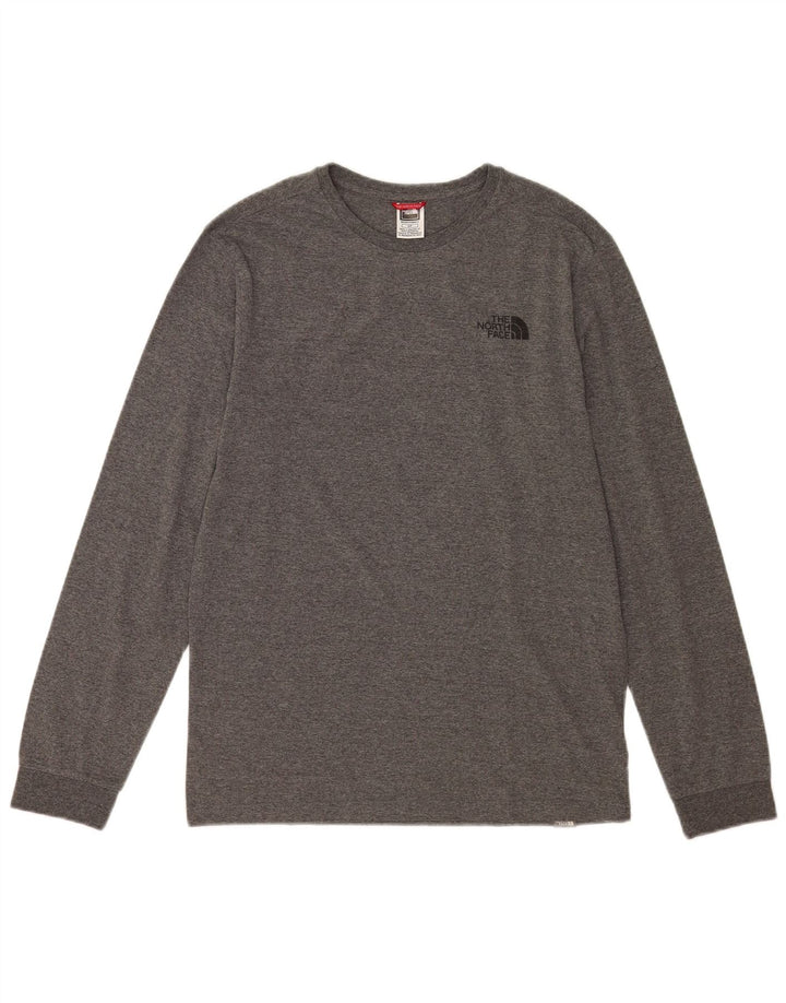 The North Face Herren-Oberteil, langärmelig, klein, grau gefleckte Baumwolle