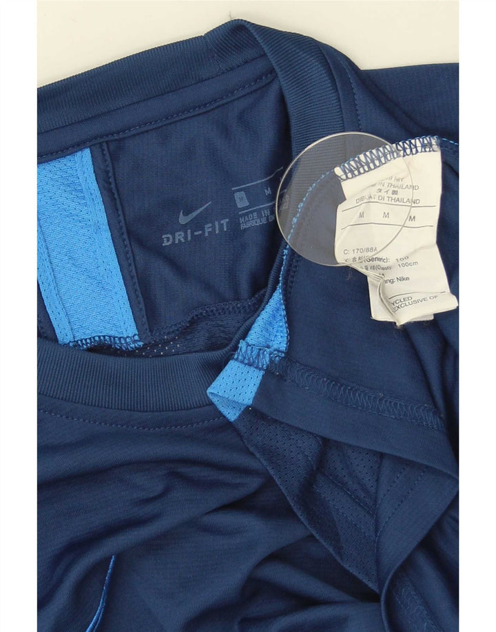 Nike Herren Dri Fit T-Shirt-Oberteil Mittelgroßes marineblaues Farbblock-Polyester