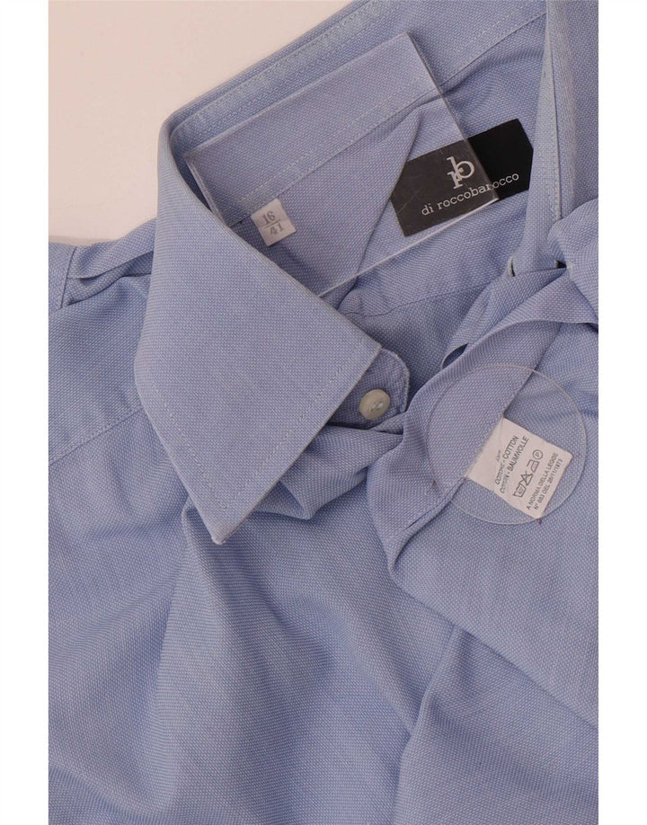 Roccobarocco Herrenhemd Größe 41 16 Große blaue Baumwolle