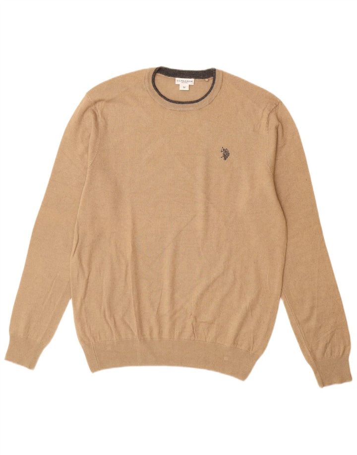U.S. Polo Assn. Herren-Pullover mit Rundhalsausschnitt, Mittelbeige