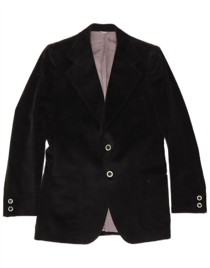 Vintage Herren 2-Knopf-Blazerjacke IT 48 Mittelschwarz