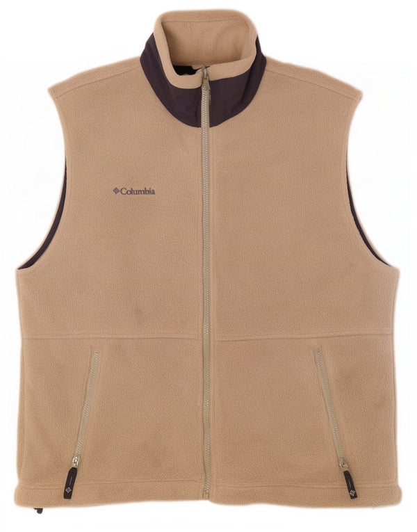 Columbia Herren-Fleeceweste, ärmellos, UK 38, mittelbeigefarbenes Nylon