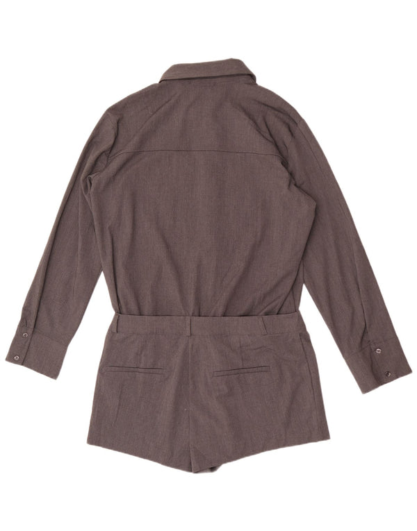 Zara Damen Shirt Playsuit UK 16 Large Grau Polyester