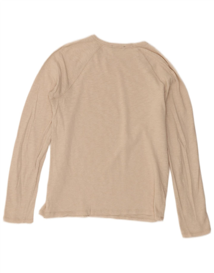 Zara Herren-Oberteil, langärmelig, klein, Beige, Baumwolle