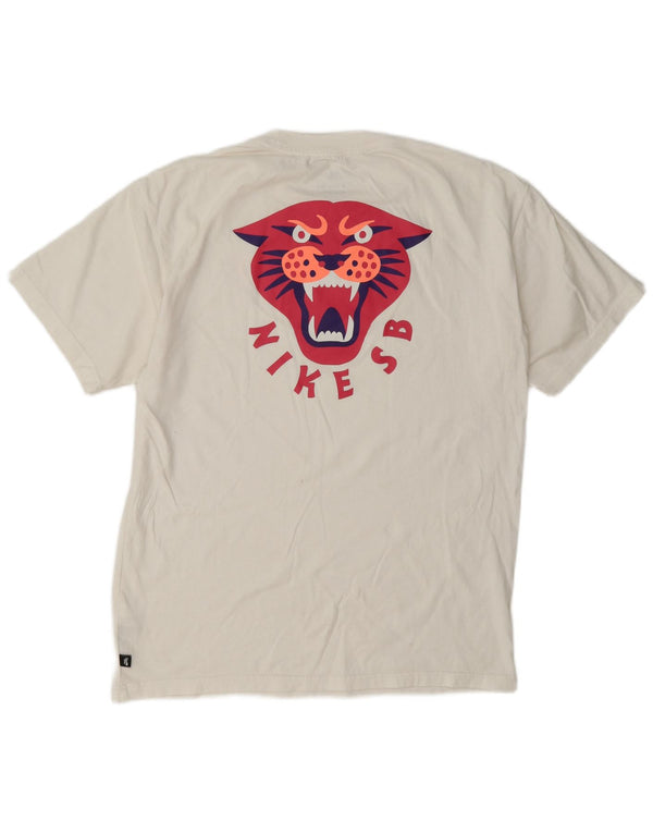 Nike Herren SB Panther Loose Fit Graphic T-Shirt Top Small Weiße Baumwolle