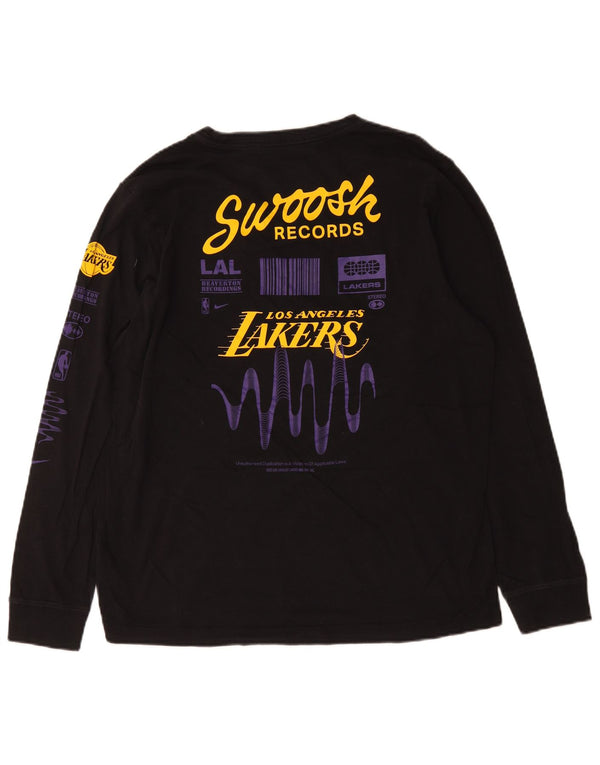 Nike Herren Los Angeles Lakers Grafik-Oberteil, langärmelig, groß, aus schwarzer Baumwolle