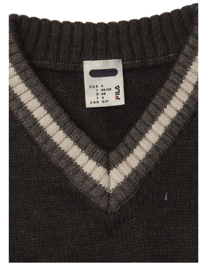 Fila Herren-Pullover mit V-Ausschnitt, Größe S, Grau