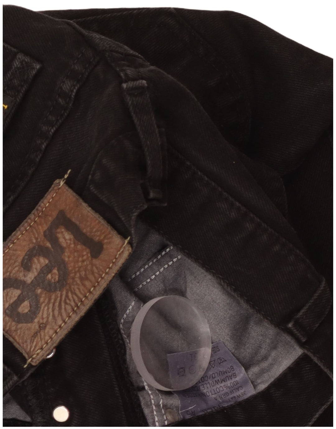 LEE Damen Straight Jeans W36 L30 Schwarze Baumwolle