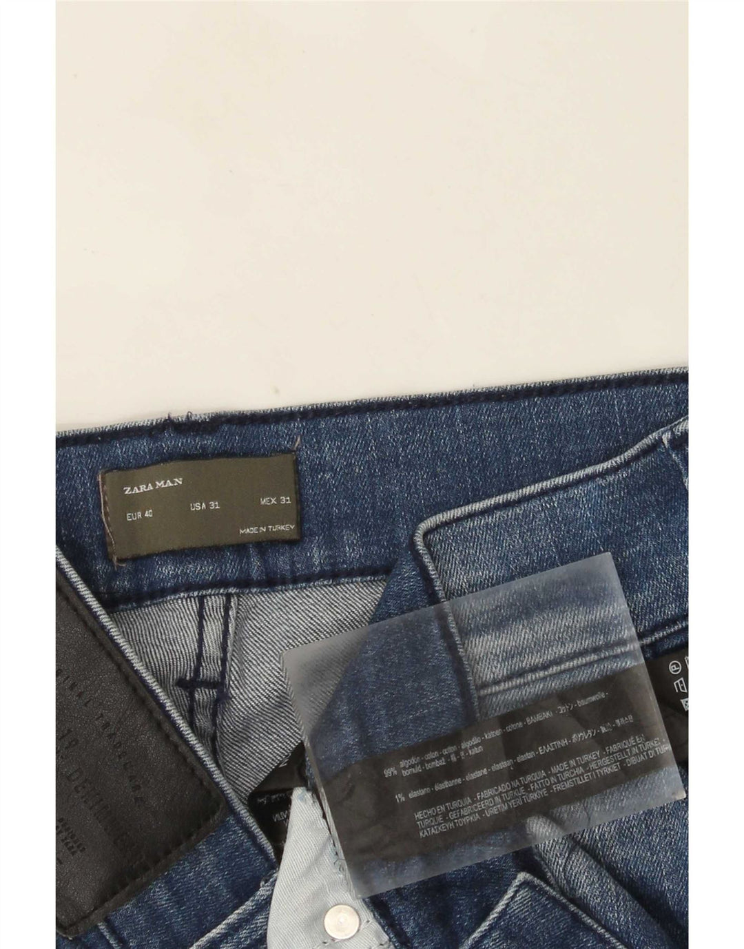 Zara Herren Distressed Slim Jeans EU 40 Medium W31 L28 Blauer Farbblock