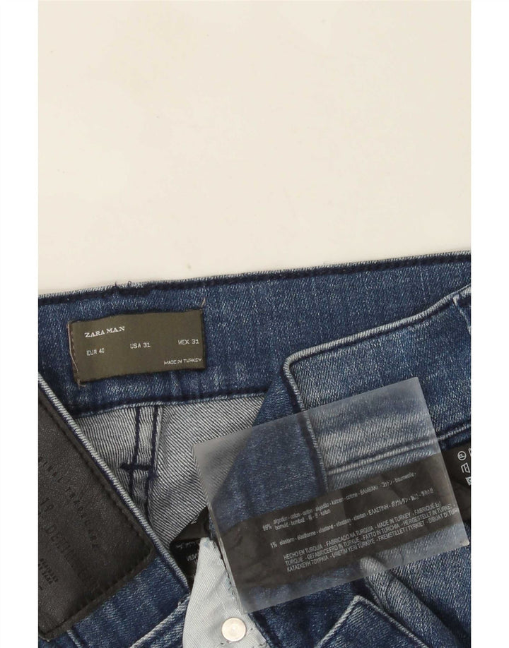 Zara Herren Distressed Slim Jeans EU 40 Medium W31 L28 Blauer Farbblock