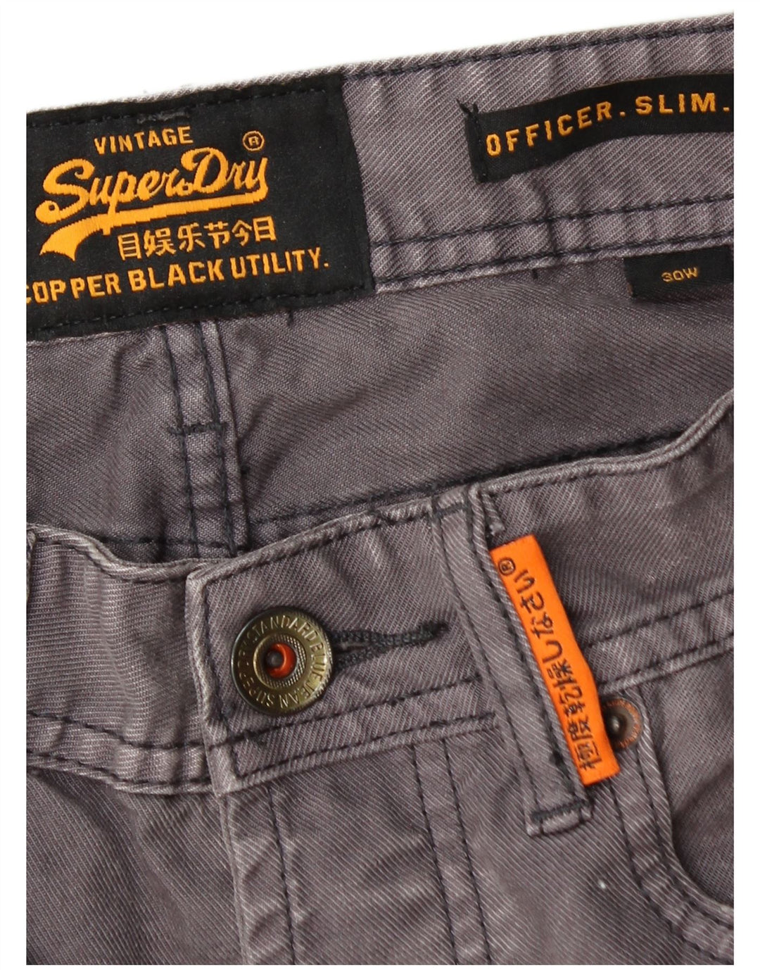 Superdry Herren Slim Denim Shorts W30 mittelgraue Baumwolle