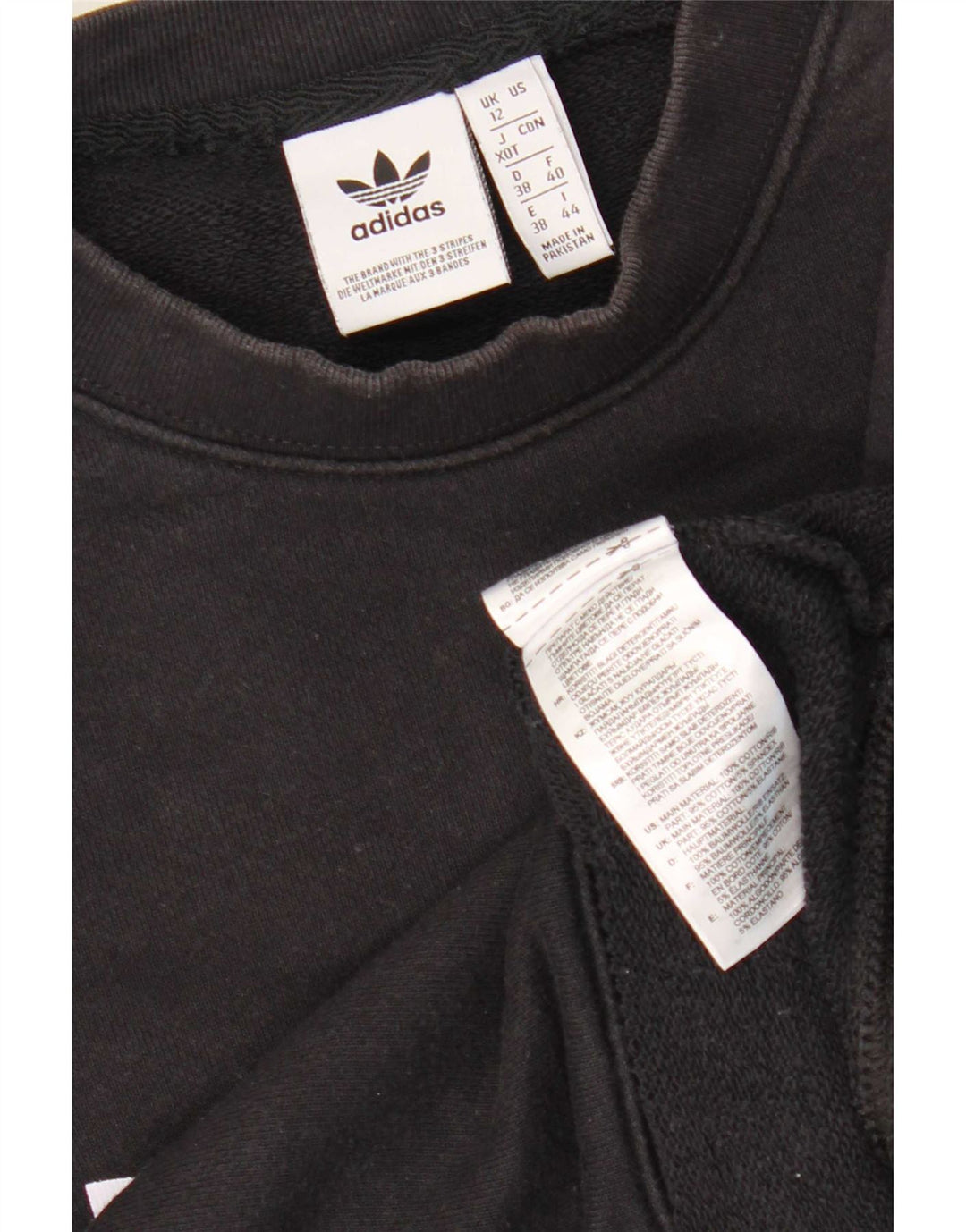 Adidas Womens Graphic Oversized Sweatshirt Pullover UK 12 Mittelschwarze Baumwolle