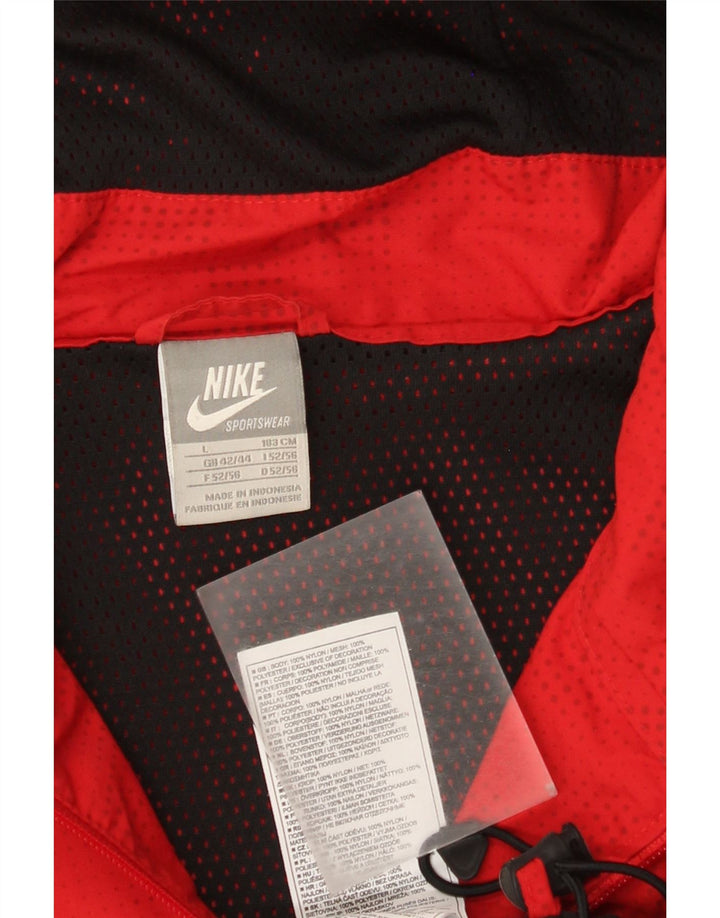 Nike Herren-Regenjacke mit Kapuze, UK 42/44, großes rotes geometrisches Nylon
