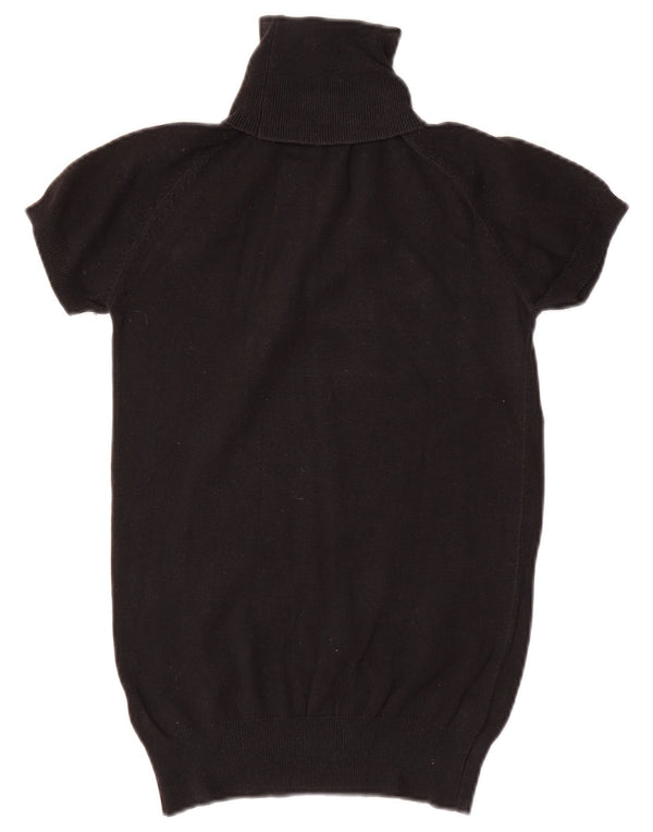 Zara Damen-Kurzarm-Pullover mit Rollkragen, UK-Gr. 12, mittelschwarz, Baumwolle