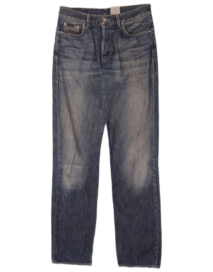 Calvin Klein Herren Distressed Straight Jeans W32 L34 Blau