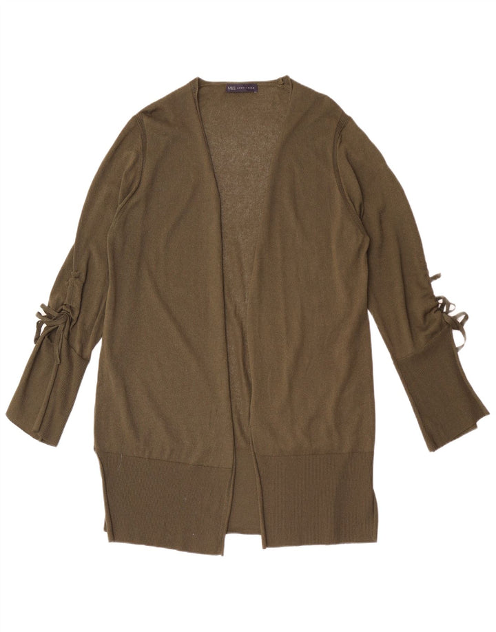 Marks & Spencer Damen Longline Open Cardigan Pullover UK 16 Large Khaki