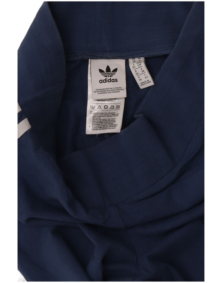 Adidas Damen Leggings UK 10 Small Marineblau Baumwolle