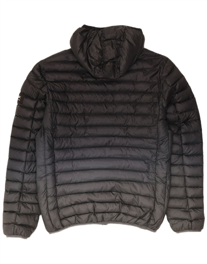 Fcuk Wattierte Herrenjacke mit Kapuze, UK 38, Mittelschwarz, Colourblock-Polyester