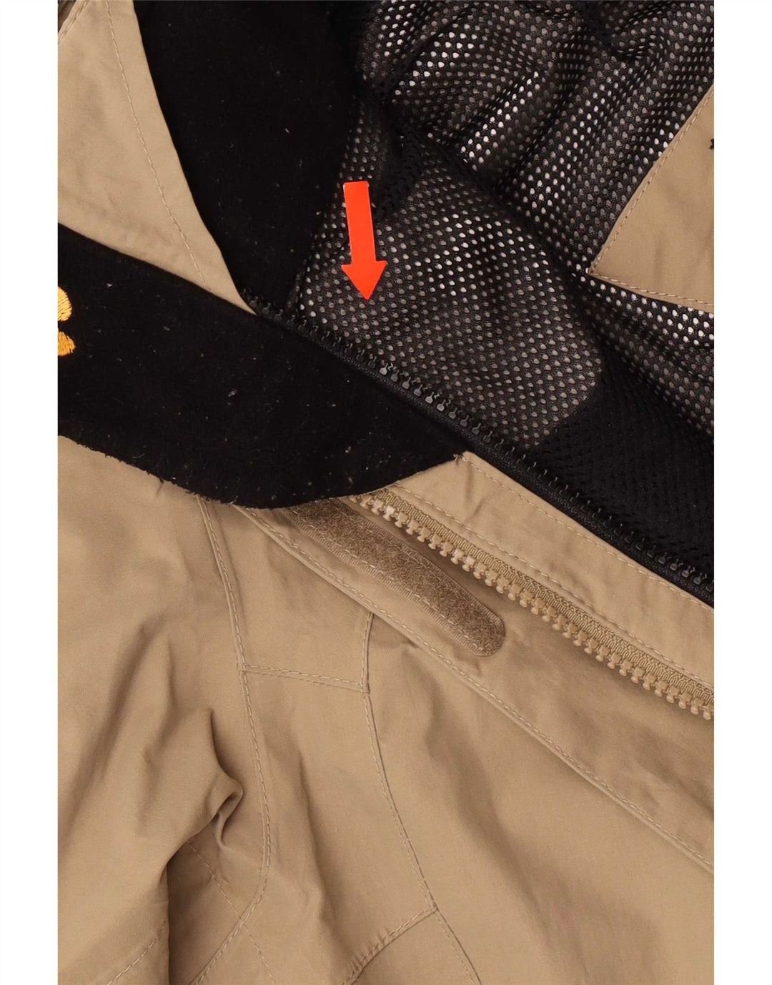 Jack Wolfskin Damen-Regenjacke mit Kapuze, UK 12/14, Mittelbeige, Farbblock