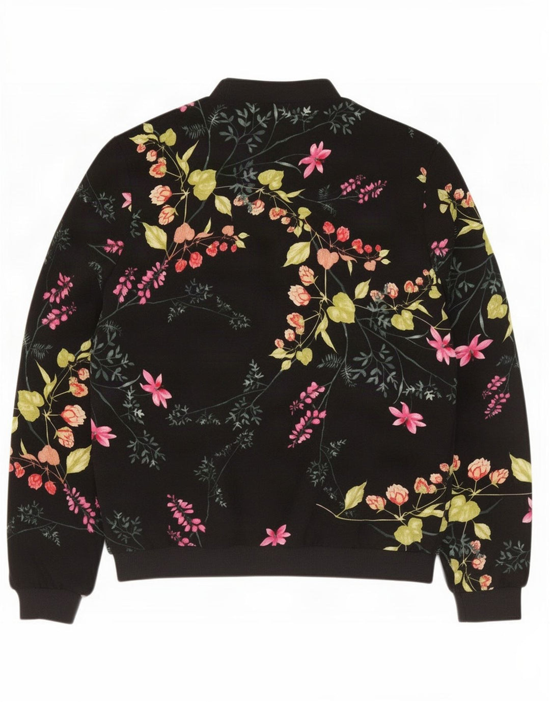 Marks & Spencer Damen-Bomberjacke in Übergröße, Gr. 10, Größe S, Schwarz, Blumenmuster
