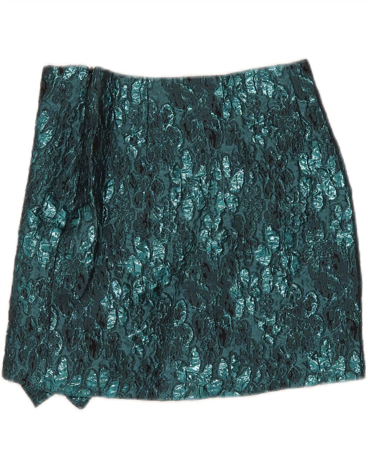 Zara Damen Minirock XS W24 Blau geblümtes Polyester