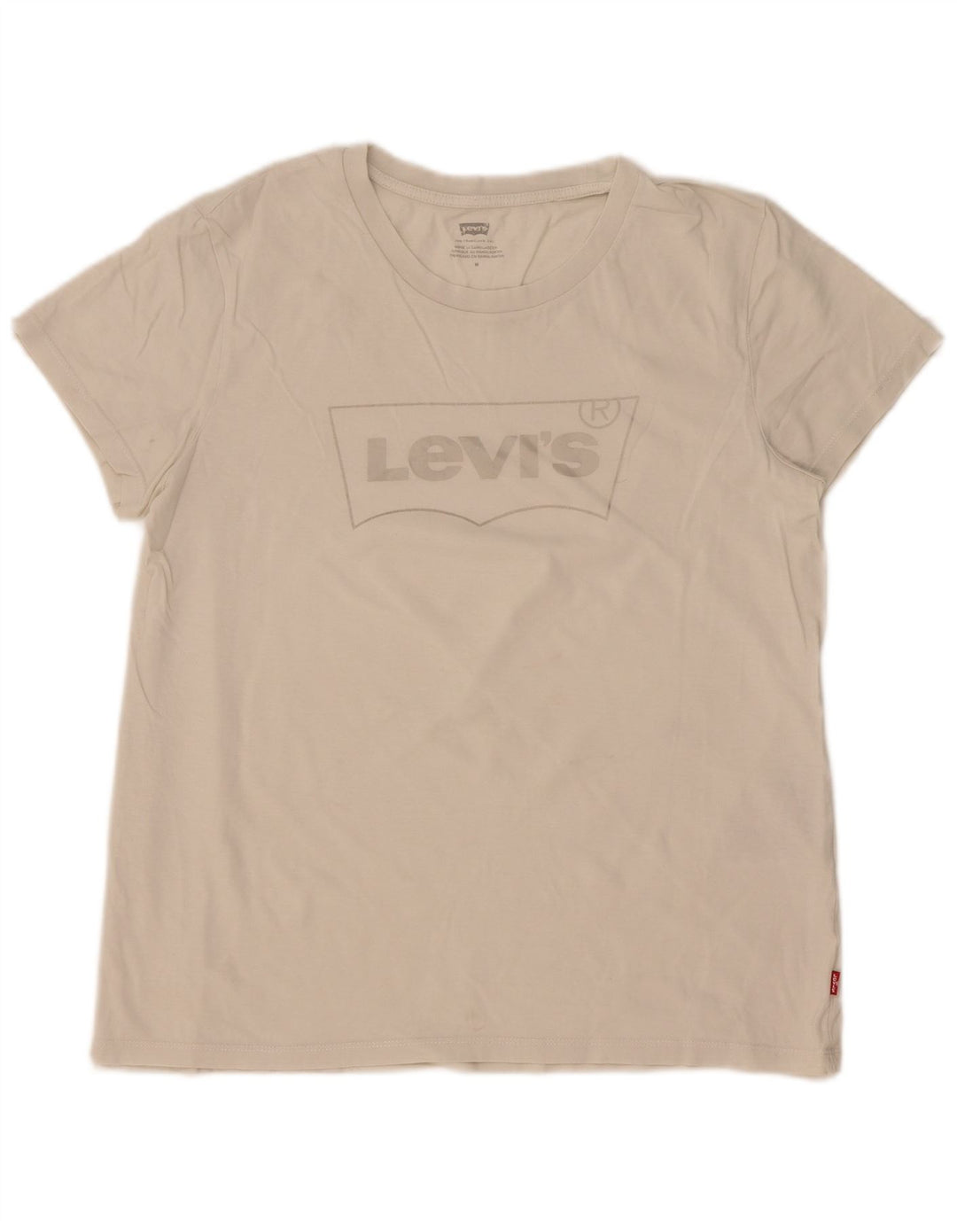 Levi's Womens Graphic T-Shirt Top UK 14 Mittelweiße Baumwolle