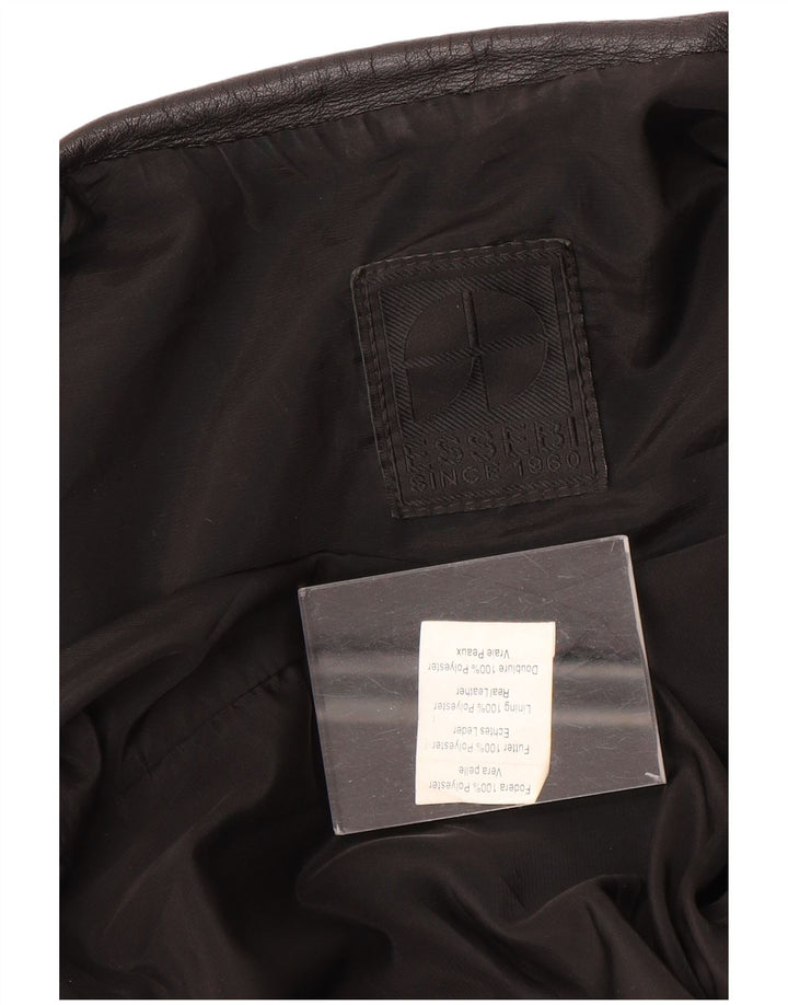 Essebi Herren Bomber-Lederjacke UK 40 Großes schwarzes Leder