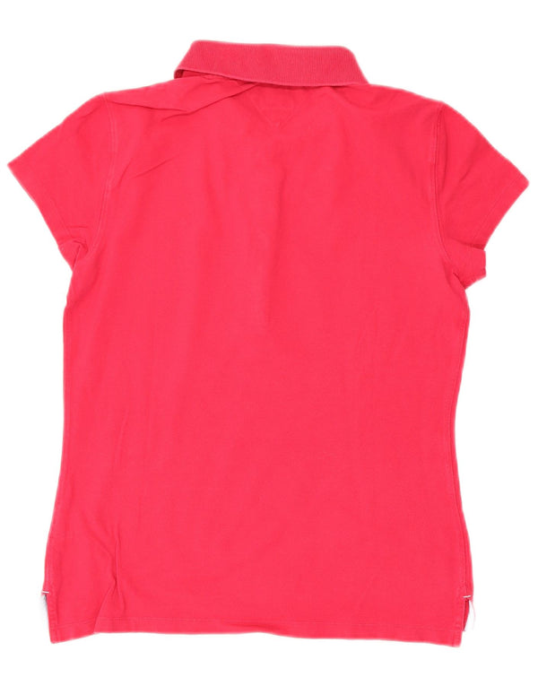 Tommy Hilfiger Damen Slim Fit Poloshirt UK 14 Large Rosa Baumwolle