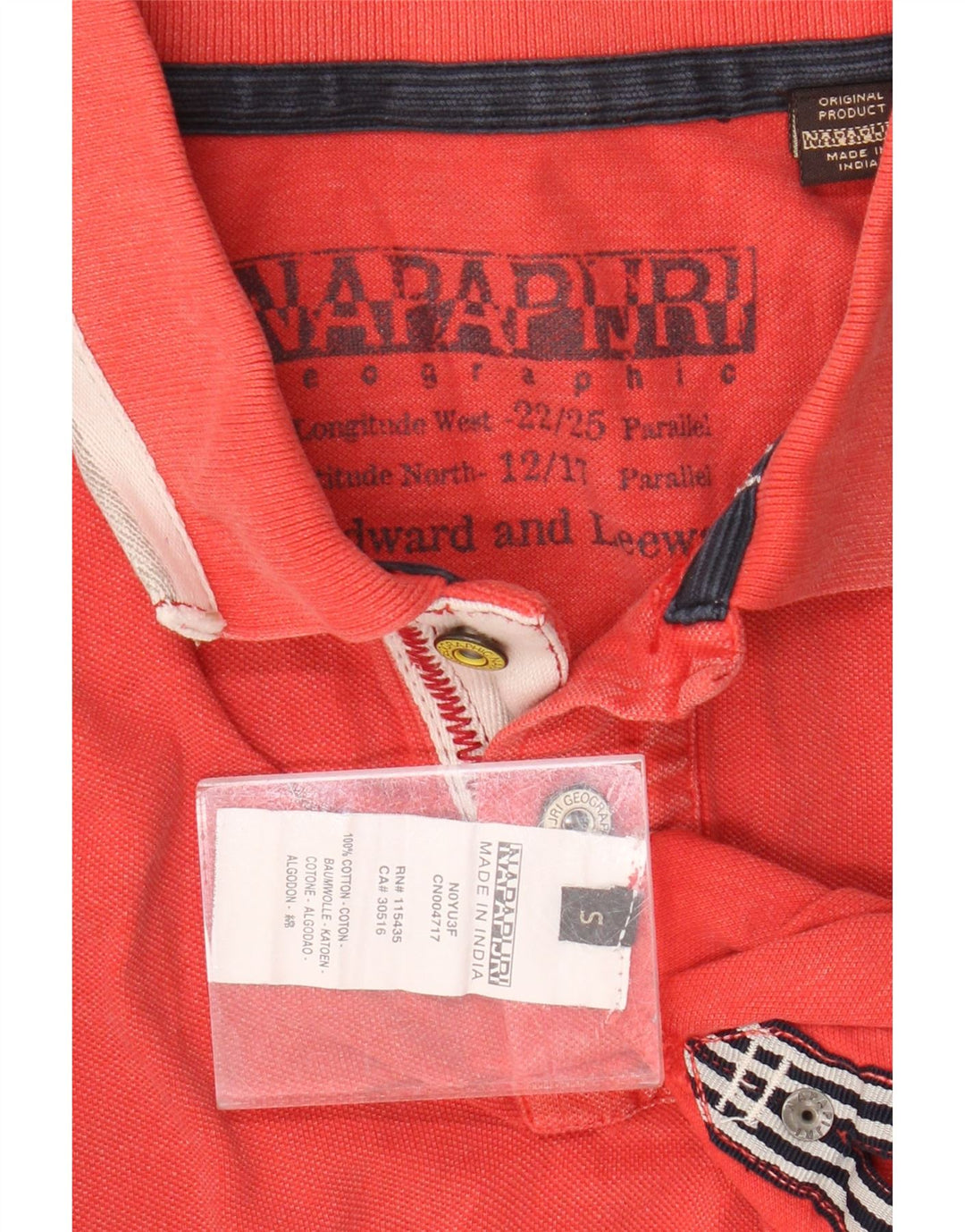 NAPAPIJRI Herren-Poloshirt mit geografischer Grafik, Größe S, rote Baumwolle