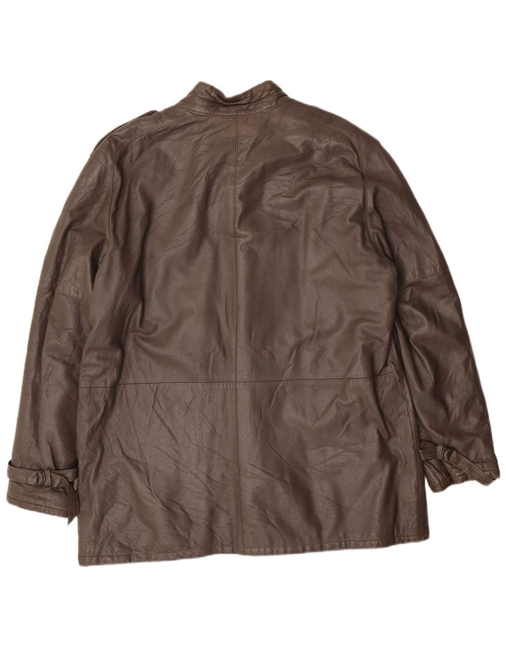 Vintage Herren Militärlederjacke IT 56 3XL Graues Leder