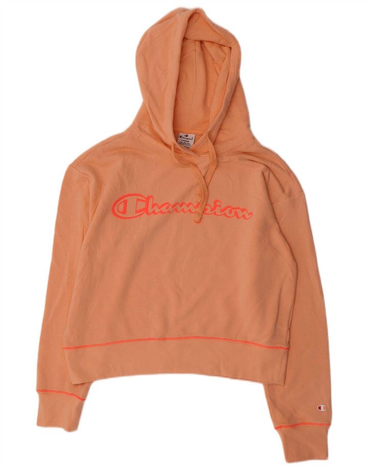 Champion Damen Crop Graphic Übergroßer Kapuzenpullover UK 16 Large Orange