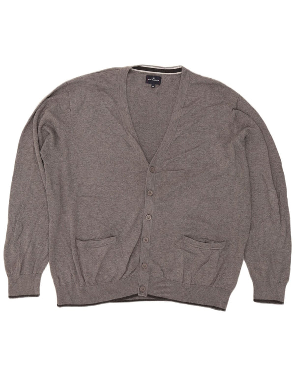 Marks & Spencer Herren Blue Harbor Cardigan Pullover 2XL Grau gefleckte Baumwolle
