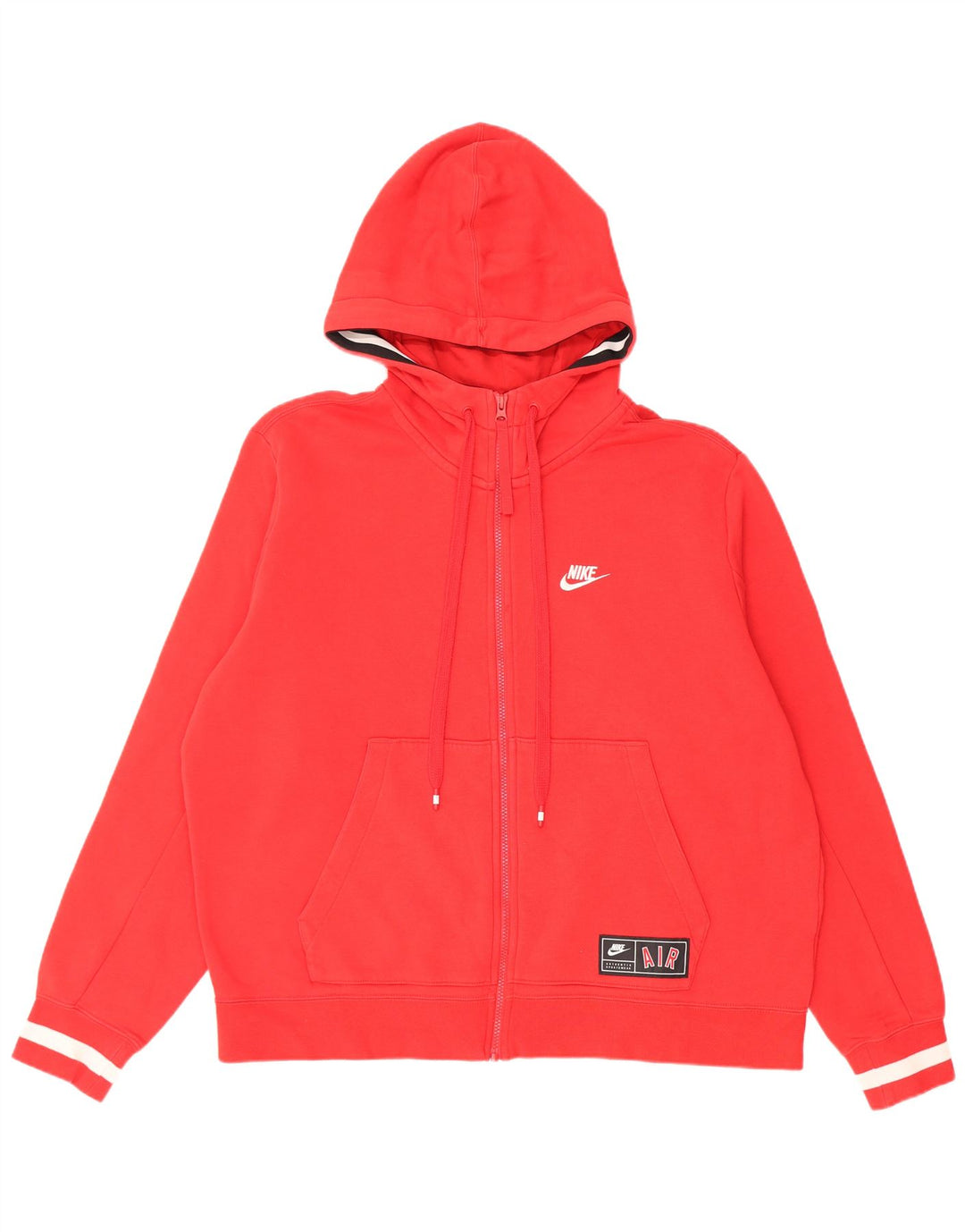 Nike Herren-Kapuzenpullover mit grafischem Reißverschluss, groß, aus roter Baumwolle
