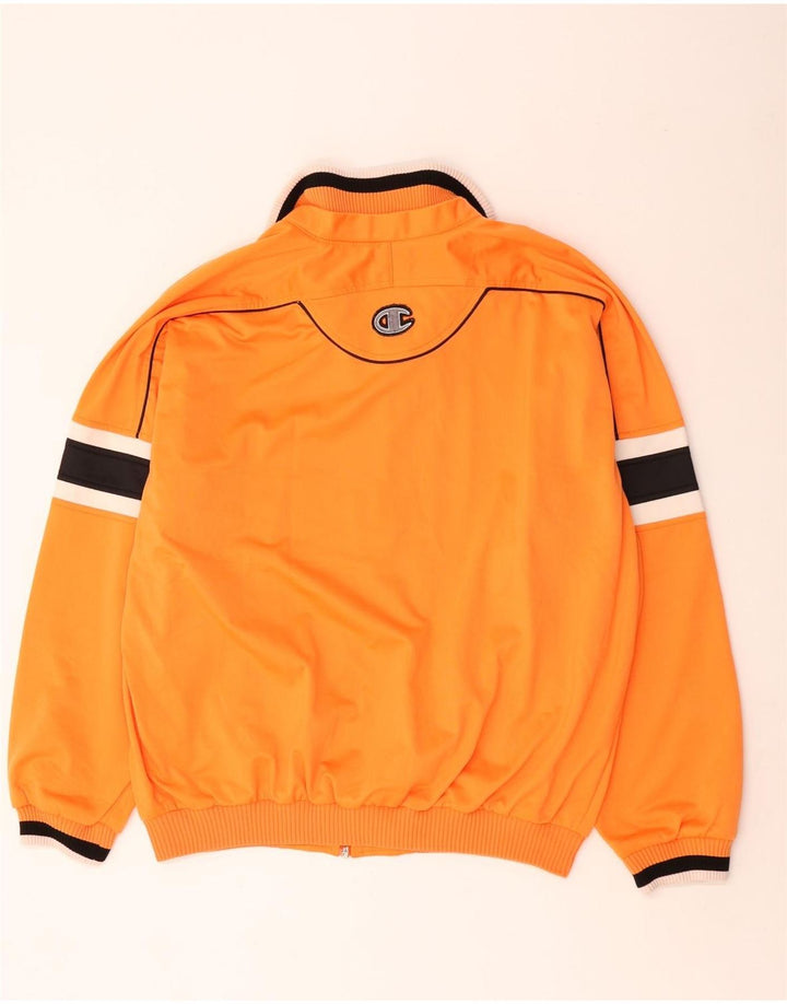 Champion Herren-Trainingsanzug-Top-Jacke, großes orangefarbenes Farbblock-Polyester