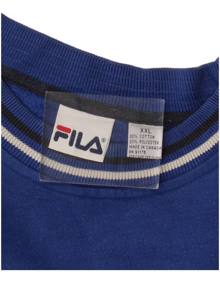 FILA Herren Grafik-Sweatshirt-Pullover 2XL Blaue Baumwolle