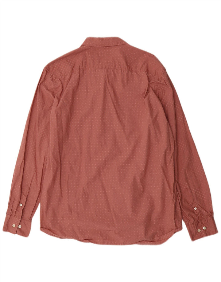 FRENCH CONNECTION Herrenhemd XL Burgunderrot gepunktete Baumwolle