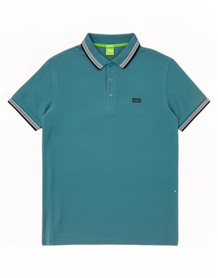 Hugo Boss Herren-Poloshirt mit normaler Passform, mittelblau gestreift