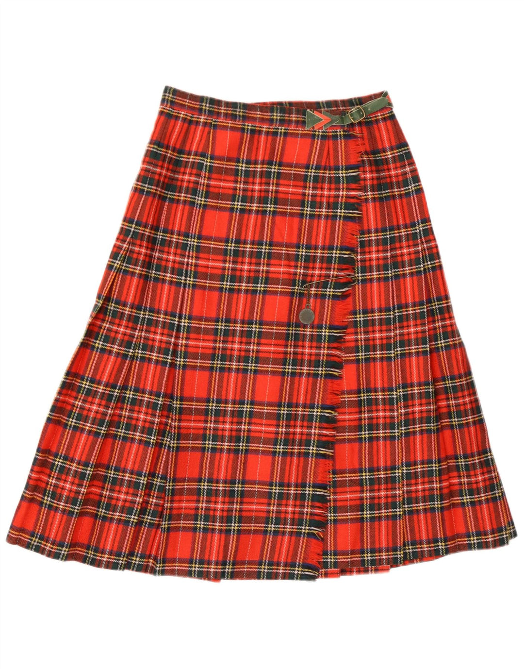 Vintage Damen Wickelrock IT 42 Medium W26 Rot karierte Schurwolle