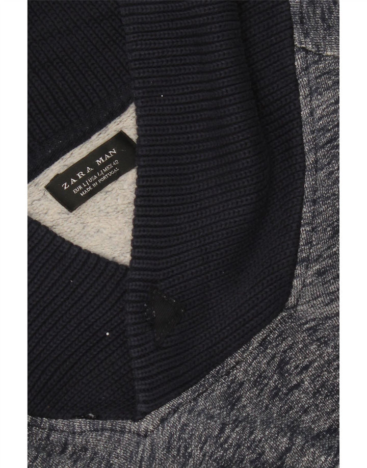 Zara Herren-Sweatshirt-Pullover, groß, Marineblau meliert