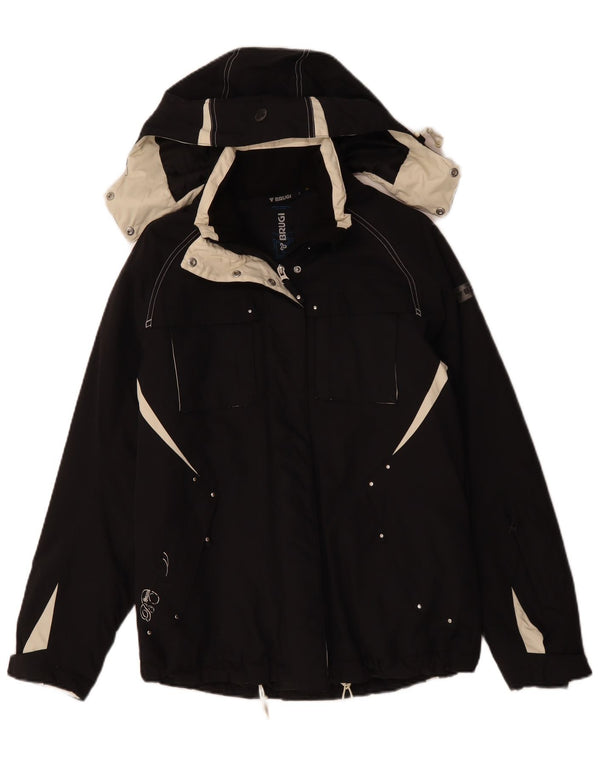 Brugi Damen-Windbreakerjacke mit Kapuze, UK 14, Mittelschwarz, Farbblock