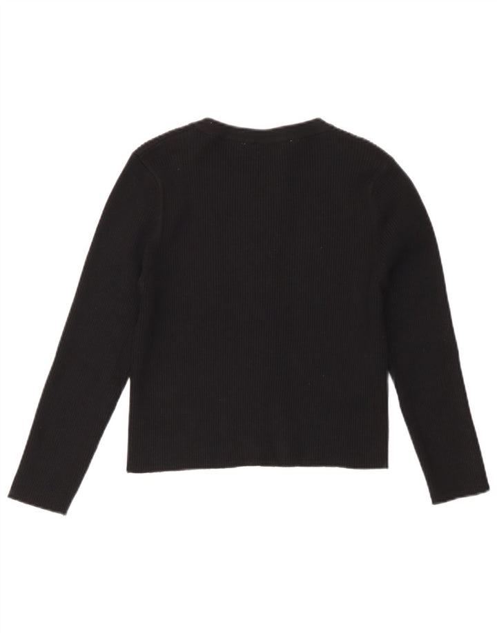 Zara Damen Langarm-Cardigan-Oberteil UK 12 Medium Schwarz