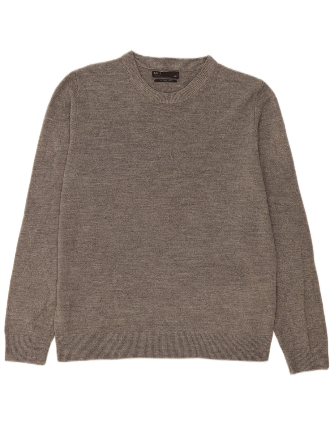 Marks & Spencer Herren-Pullover mit U-Boot-Ausschnitt, großes grau meliertes Acryl