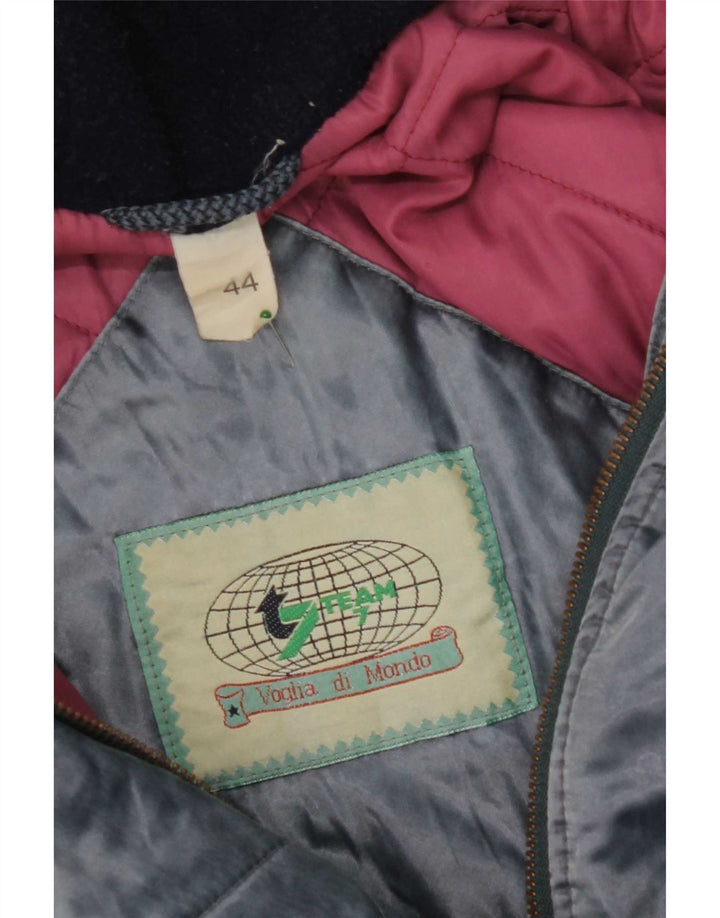 Vintage Damen Kapuzenübergroße Windjacke IT 44 Mittelblau
