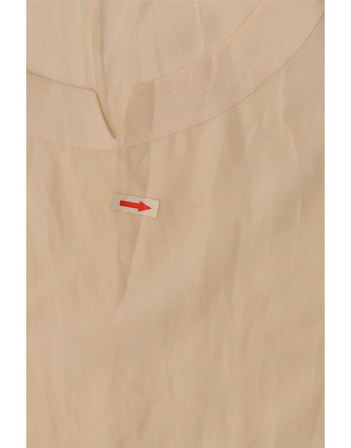 Vintage Damen Crop Ärmelloses Blusentop UK 14 Große cremefarbene Seide