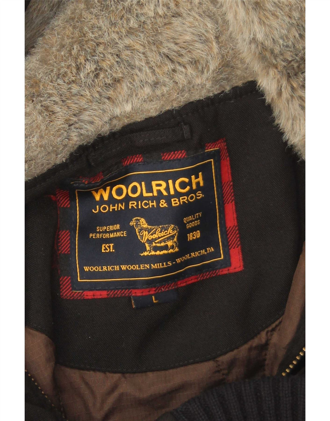 Woolrich Herren-Bomberjacke mit Kapuze, gepolstert, UK 40, Größe L, Schwarz, Polyamid