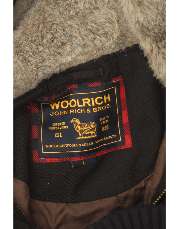 Woolrich Herren-Bomberjacke mit Kapuze, gepolstert, UK 40, Größe L, Schwarz, Polyamid