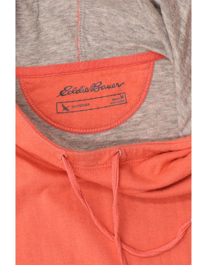 EDDIE BAUER Womens Hooded Top Long Sleeve UK 12 Medium Orange Colourblock Vintage Eddie Bauer and Second-Hand Eddie Bauer from Messina Hembry 
