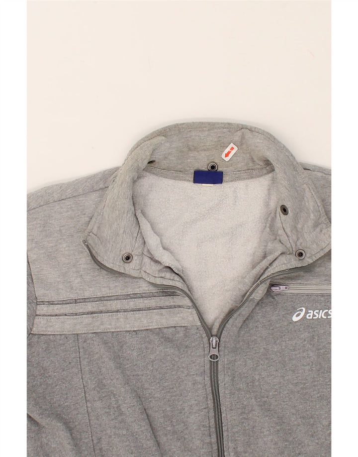 ASICS Womens Graphic Tracksuit Top Jacket UK 16 Large Grey Cotton Vintage Asics and Second-Hand Asics from Messina Hembry 