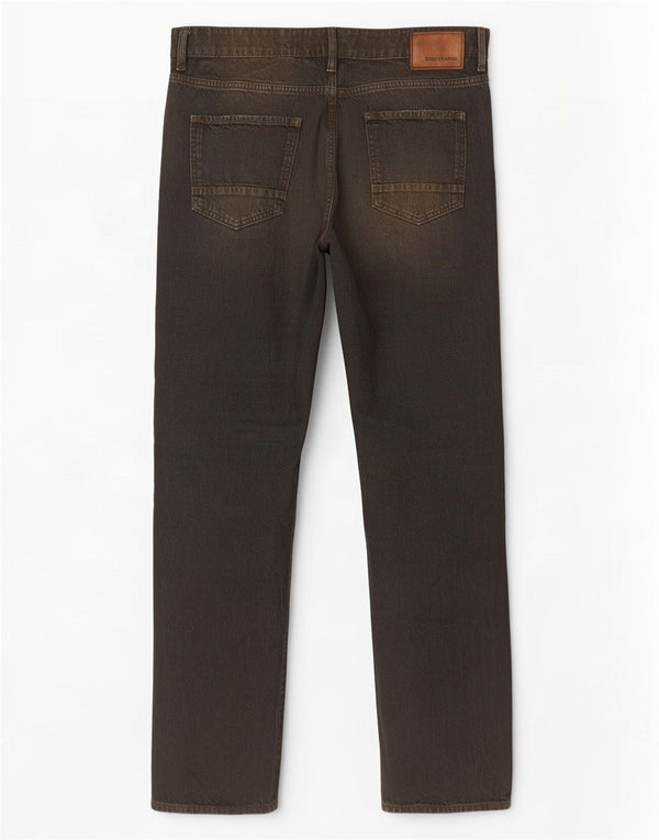 Hugo Boss Herren Straight Jeans W34 L34 Schwarze Baumwolle