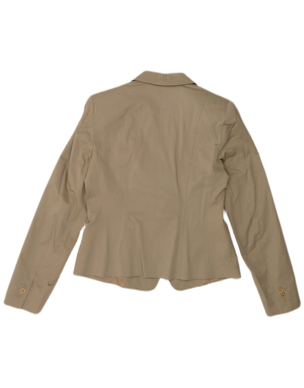Max Mara Damen 1-Knopf-Blazerjacke UK 12 Mittelbeige Baumwolle